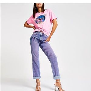 NWT river island pink tint mom jeans